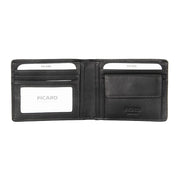 Picard Brooklyn Men's Bifold Leather Wallet with Window and Coin Compartment (Black)