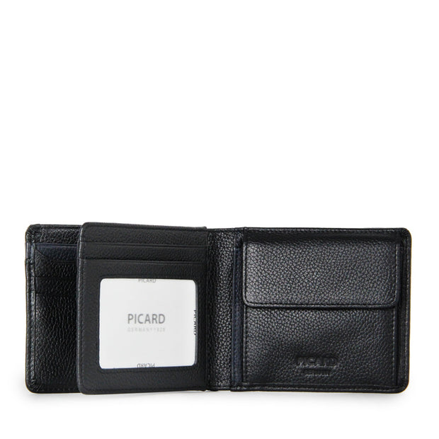 Picard Cologne Men's Flap Leather Wallet with Coin Compartment and Card Window (Black)