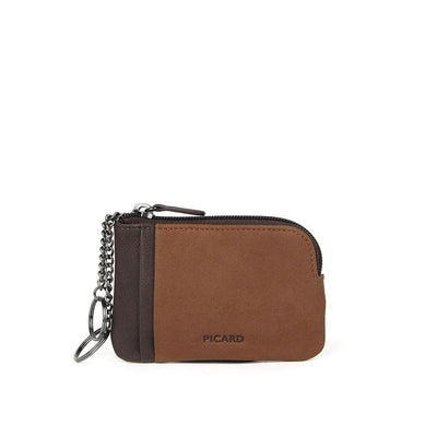 Picard Dallas Leather Coin Pouch with Key Ring (Tan)
