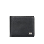 Picard Saffiano  Men's Bifold  Leather Wallet with Centre Cards Flap and Coin Pouch (Black)