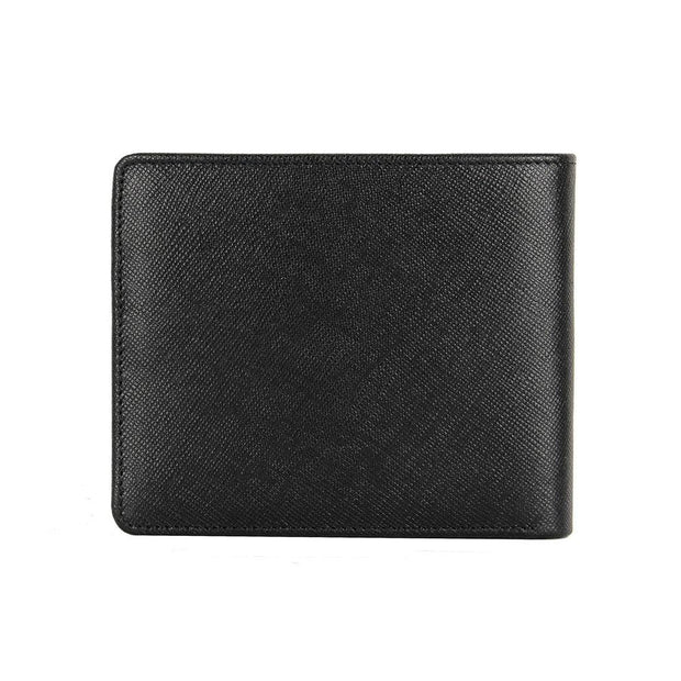 Picard Saffiano  Men's Bifold  Leather Wallet with Centre Cards Flap and Coin Pouch (Black)