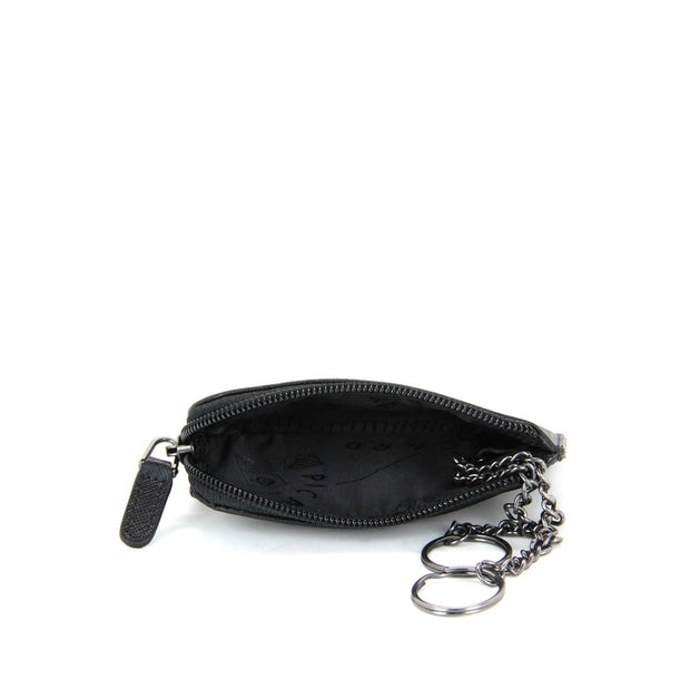 Picard Saffiano Men's Leather Coin Pouch With Key Holder (Black)