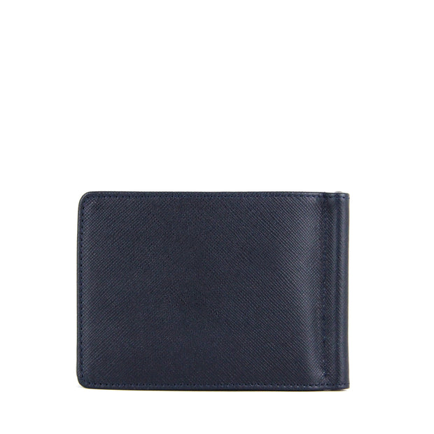 Picard Saffiano Men's Bifold  Leather Wallet with Money  Clip(Navy)