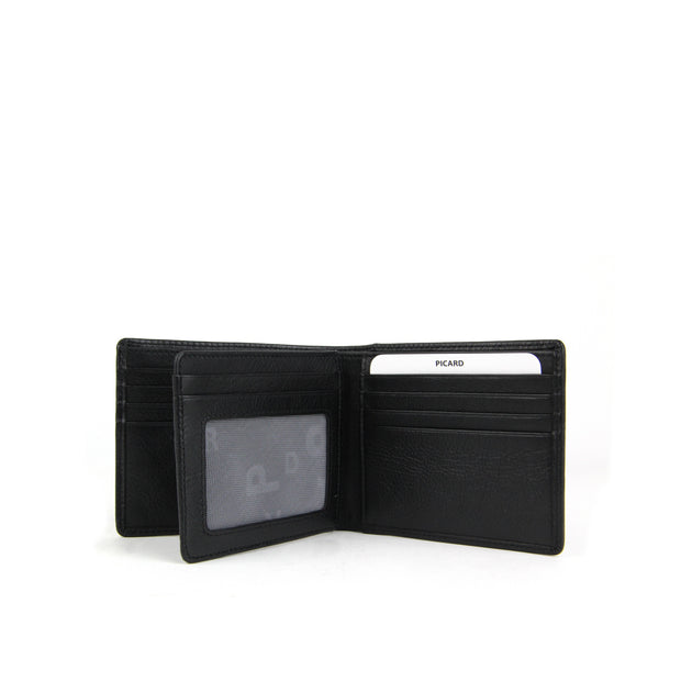 Picard Urban Men's Bifold Leather Wallet with Centre Flap and Window Slot (Black)