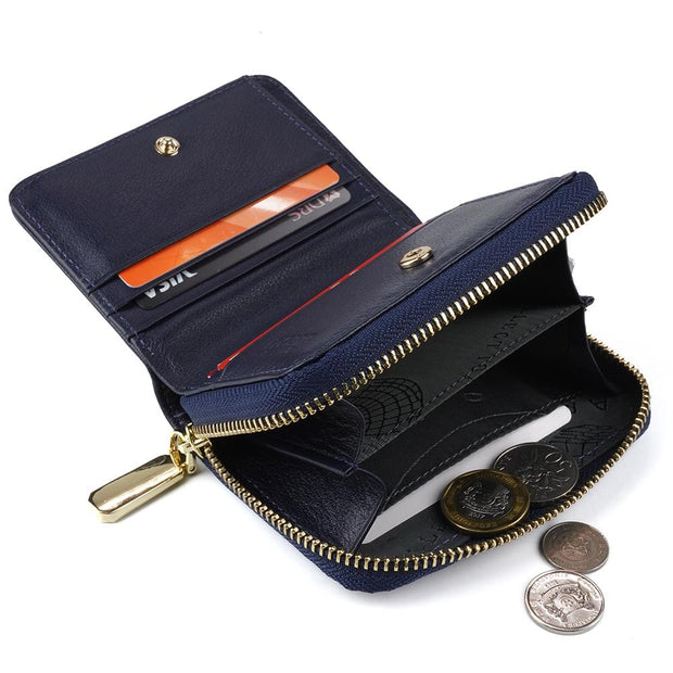 Picard Genesis Small Ladies Leather Wallet with Center Zip (Navy)