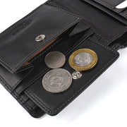 Picard Brooklyn Men's Bifold Leather Wallet with Window and Coin Compartment (Black)