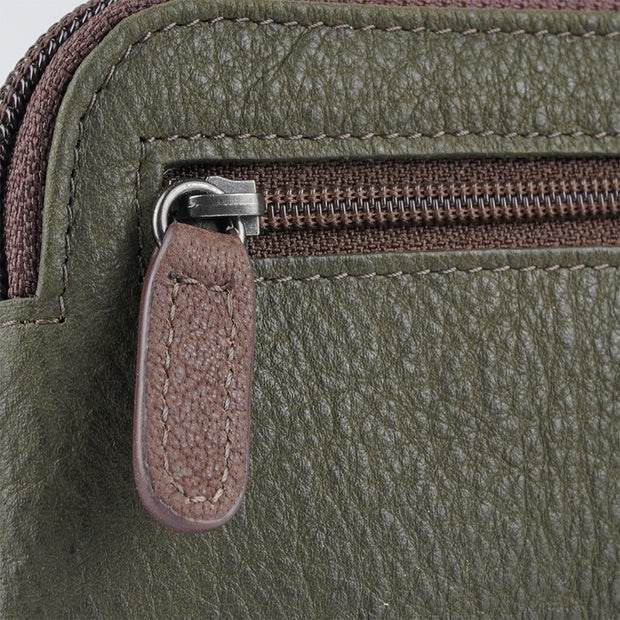 Picard Dallas Leather Coin Pouch with Key Ring (Khaki)