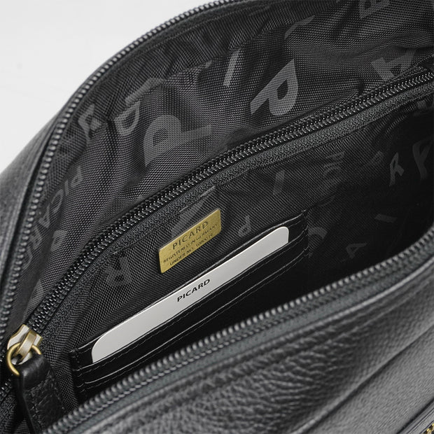 Picard Urban Men's Leather Shoulder Bag with Smart Functional Compartments and Durable and Comfortable Adjustable Strap (Black)
